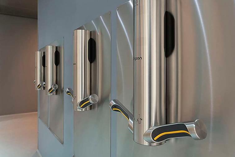 Dyson HU03 Airblade  9KJ 282997-01 or 314696-01 hand dryers in a restroom