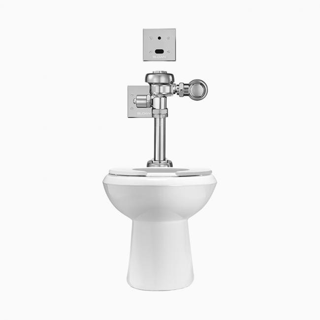 Sloan WETS-2020.1415 Vitreous China Floor Mount Toilet Fixture with Sensor Activated, Sloan 111-1.28 ESS Flushometer (Toilet Seat Not Included)