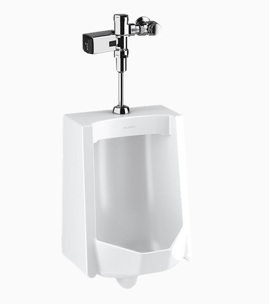 Sloan WEUS-1000.1406 Vitreous China Urinal with Battery, Sensor Activated, GEM-2 186-0.125 SFSM Urinal Flushometer