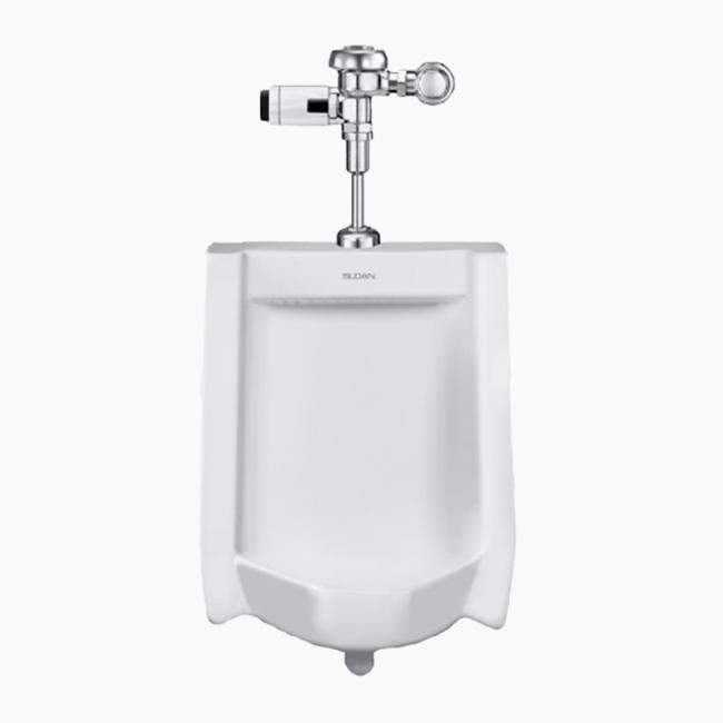 Sloan WEUS-1000.1420 Vitreous China Urinal with Battery, Sensor Activated, SLOAN 186-0.125 SFSM Urinal Flushometer