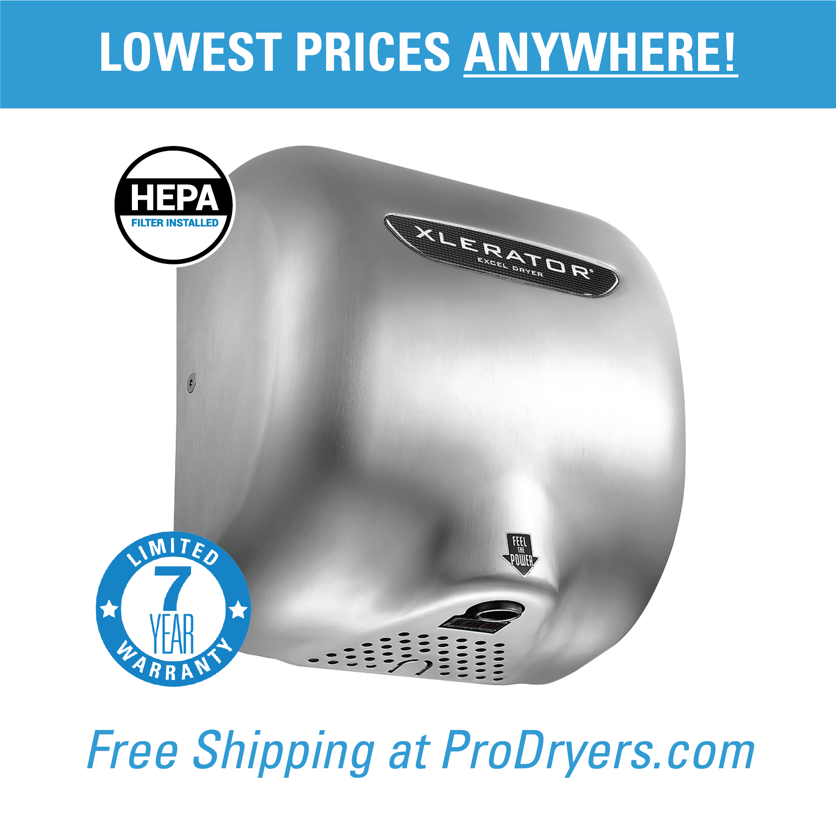  XL-CH Excel Dryer XL-CH XLERATOR Hand Dryer with HEPA Filtration Factory Installed
