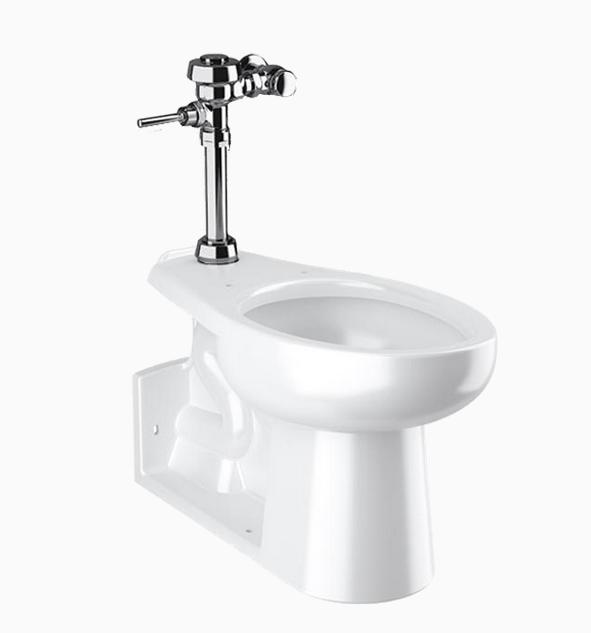 Sloan WETS-2220.1001 Vitreous China Floor Mounted Toilet Fixture with Exposed Manual ROYAL 111-1.28 Closet Flushometer