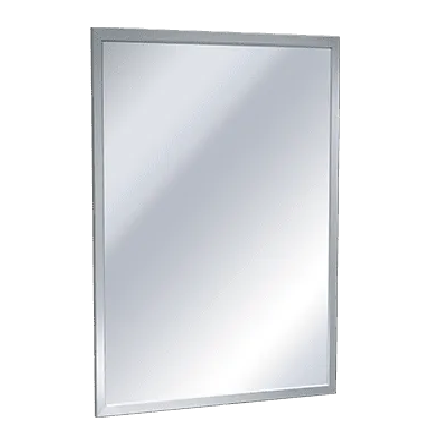 ASI 0600-1816 Stainless Steel Inter-Lok Angle Frame Mirror, Plate Glass, 18" W x 16" H