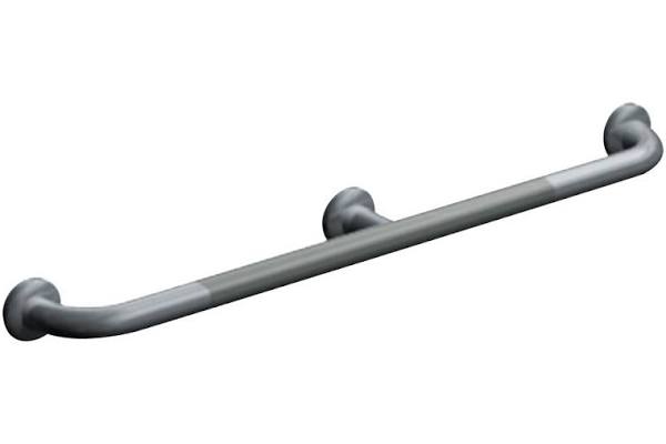 ASI 3702-54P Straight Grab Bar with Intermediate Support, 54 inch, Snap Flange, 1-1/4" O.D. Peened, Stainless Steel with Satin Finish