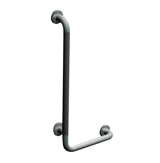 ASI 3704-LP 90 Degree Angle Grab Bar with Snap Flange, Left Hand, Peened, 1-1/4" Diameter, Satin Stainless Steel, 16" x 32"