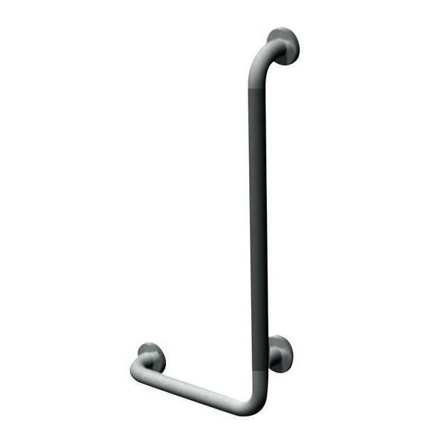 ASI 3704-RP 90 Degree Angle Grab Bar with Snap Flange, Right Hand, Peened, 1-1/4" Diameter, Satin Stainless Steel, 16" x 32"