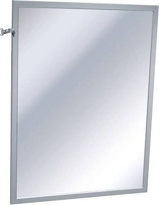ASI 0600-T1830 Adjustable Tilt Inter-Lok Frame Plate Glass Mirror, Stainless Steel, 18 x 30 inch