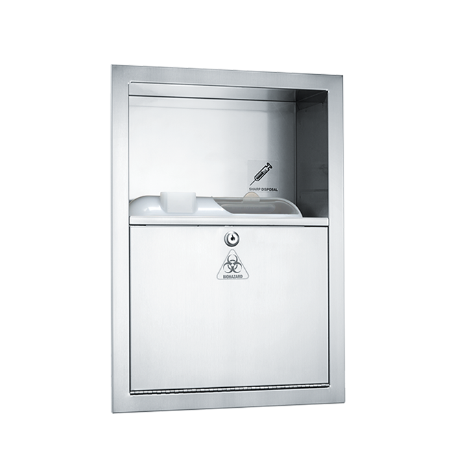 ASI 0548 Traditional Stainless Steel Sharps Disposal Cabinet, Recessed (Container Not Included)