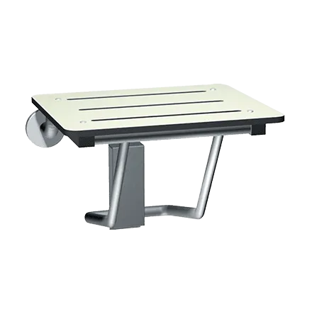 ASI 8203-20 Folding Shower Seat, Rectangular Solid Phenolic, Compact 20" wide, White, ADA