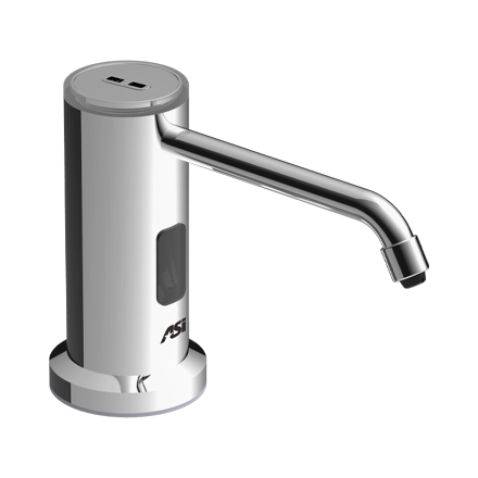 ASI 0339 Automatic Top Fill Foam Soap Dispenser, AC Powered, Vanity Mounted, Stainless Steel with Bright Finish