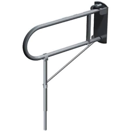 ASI 3420-P Swing Up Grab Bar with Support Leg, Exposed Flange (1-1/4" O.D) Peened, Stainless Steel with Satin Finish