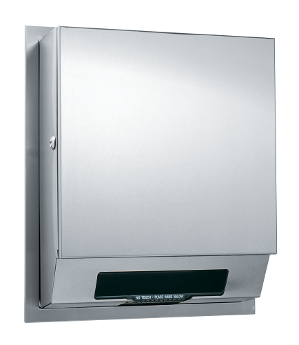 ASI 68523A-4 Simplicity Collection Automatic Roll Towel Dispenser, Battery Operated, Semi-Recessed, Stainless Steel with Satin Finish