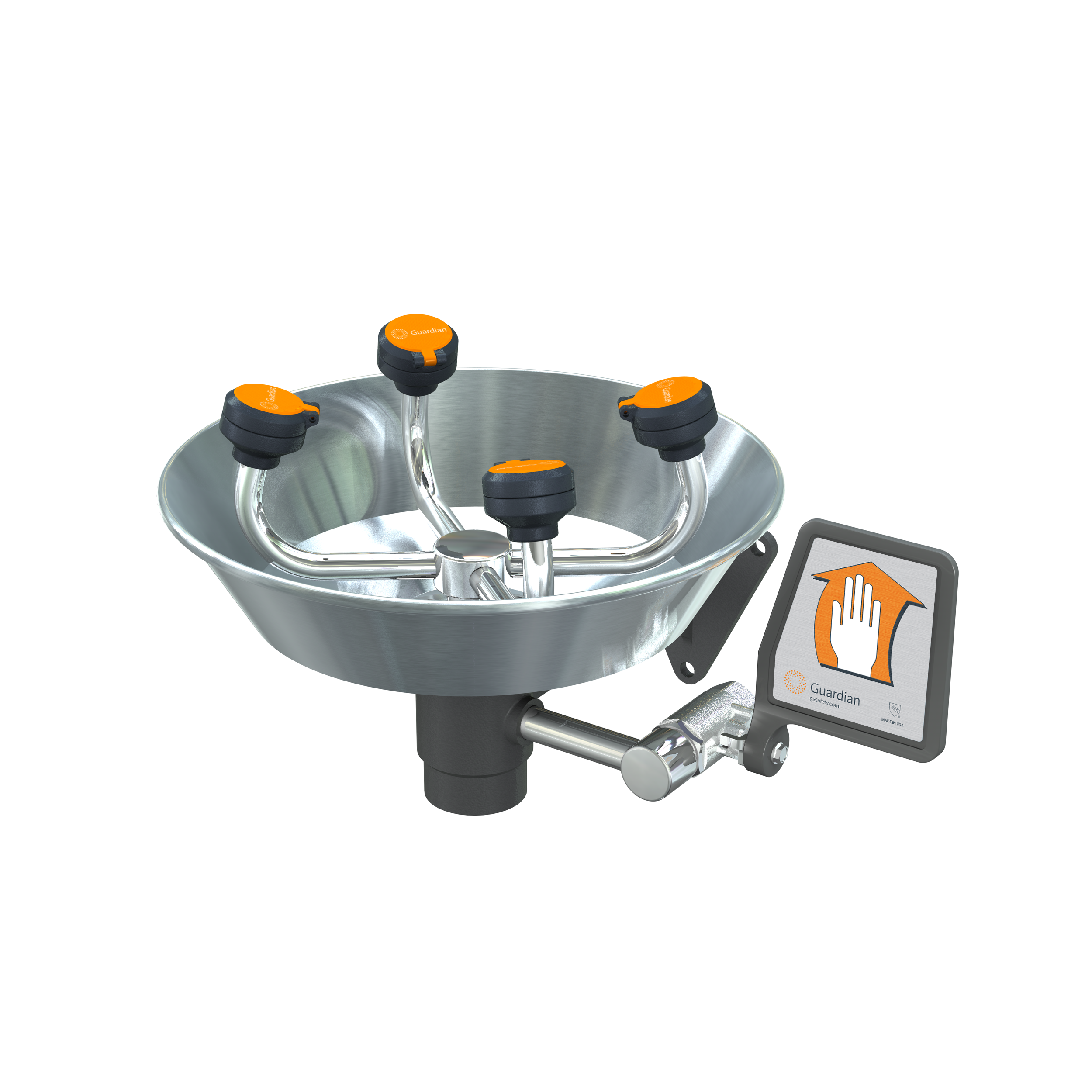Guardian G1724 WideArea™ Eye/Face Wash, Wall Mounted, Stainless Steel Bowl