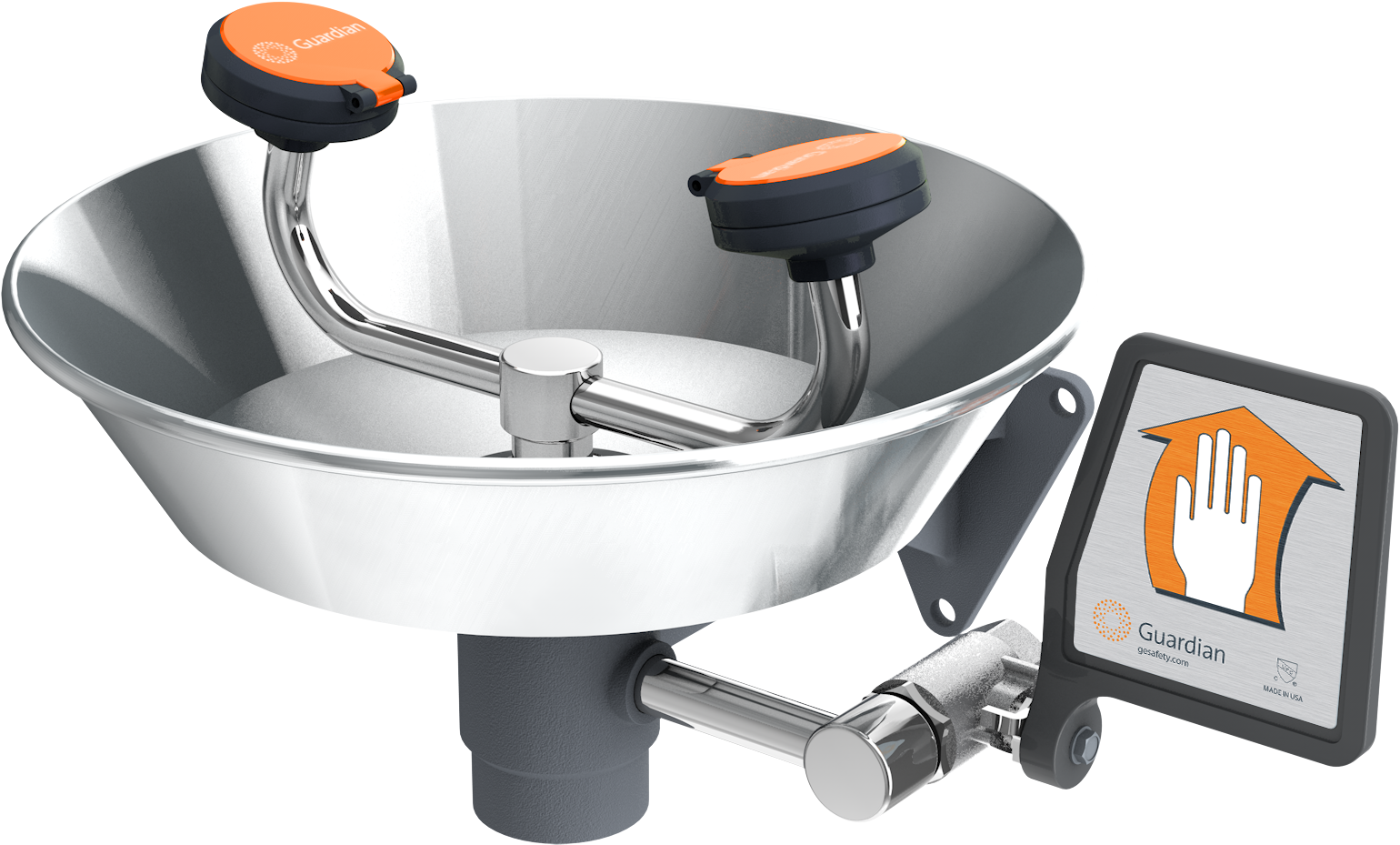 Guardian G1750 Eye/Face Wash, Wall Mounted, Stainless Steel Bowl