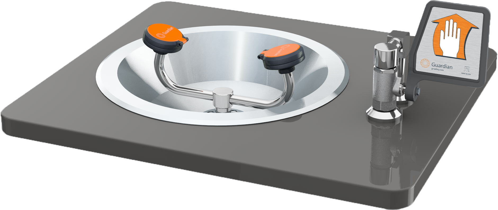 Guardian G1766 Eye/Face Wash, Recess Deck Mounted, Ball Valve with Flag Handle