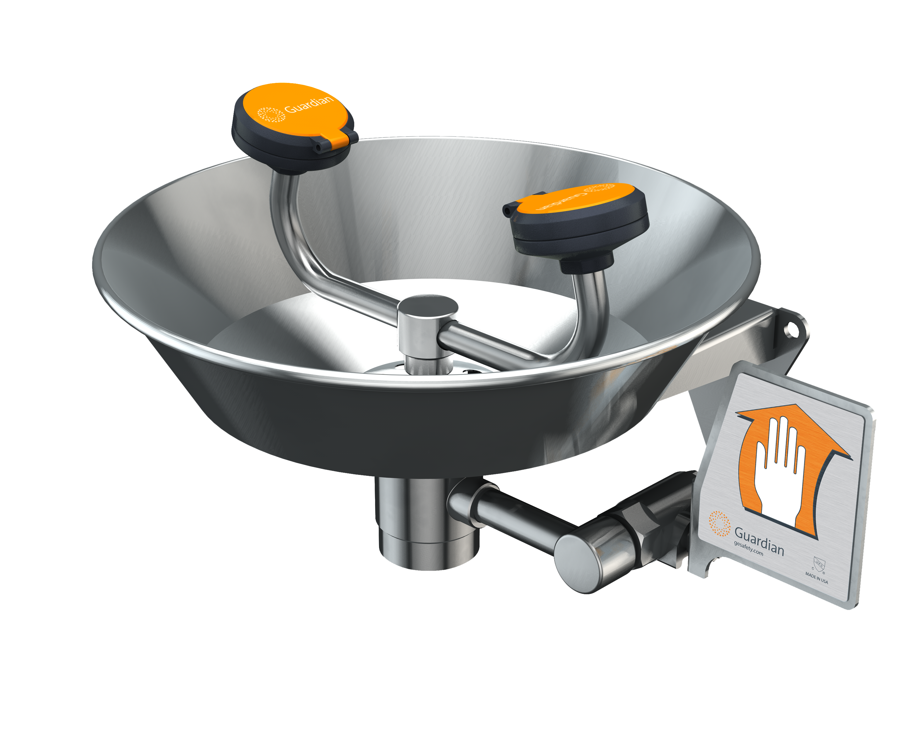 Guardian G1781 Eye/Face Wash, Wall Mounted, All-Stainless Steel