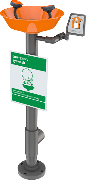 Guardian G1786 Eye/Face Wash, Pedestal Mounted, All-PVC Construction
