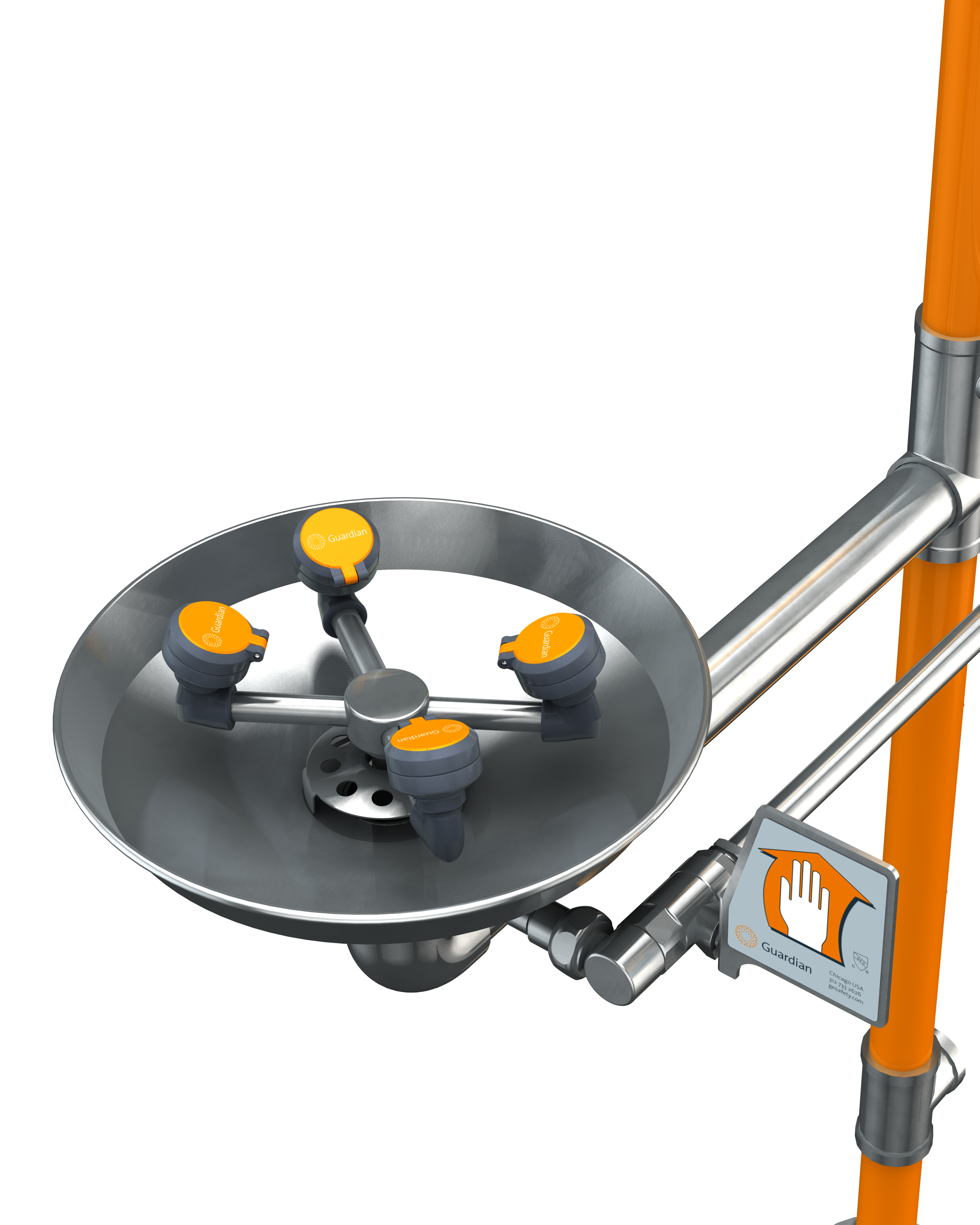 Guardian GBF1994 Barrier-Free Safety Station with WideArea™ Eye/Face Wash, All-Stainless Steel Construction