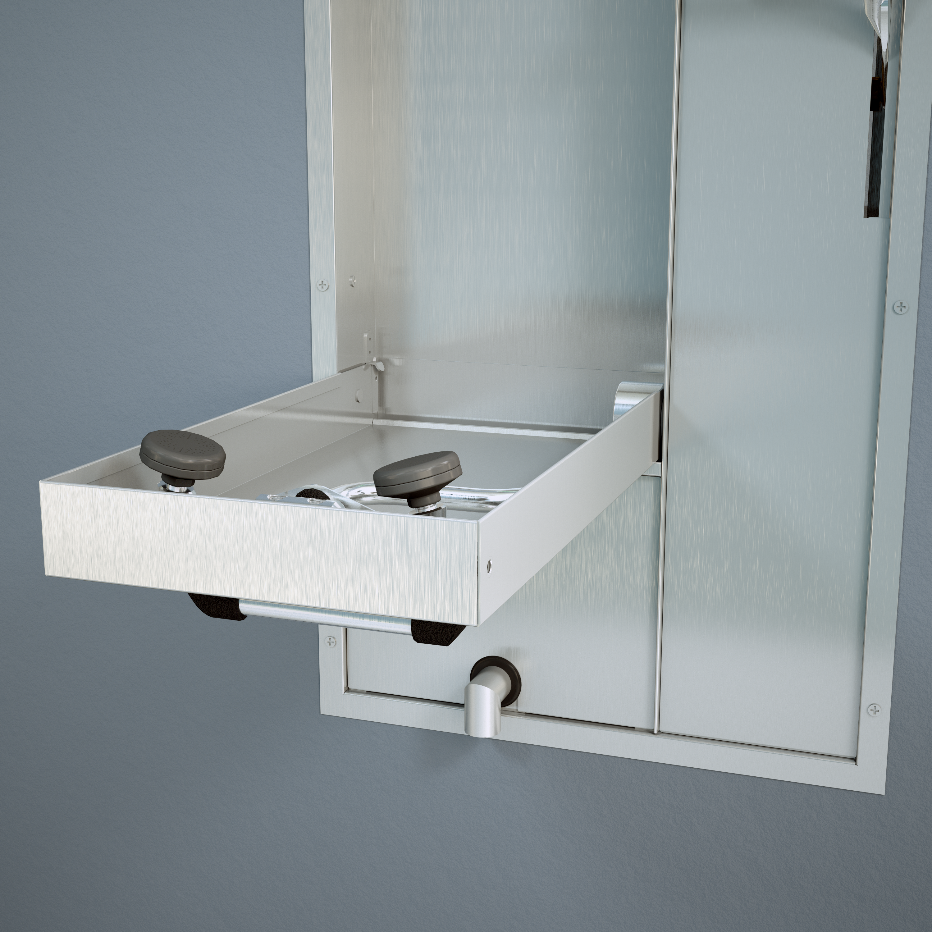 Guardian GBF2172 Recessed Safety Station with Drain Pan and Daylight Drain, Wall Mounted Exposed Shower Head