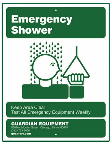 Guardian 250-009G Emergency Drench Shower Safety Sign