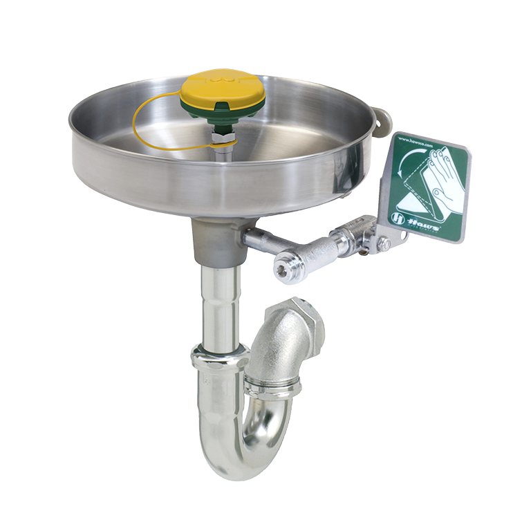 Haws 7360BT-7460BT AXION® MSR Eye/Face Wash, Wall Mounted, Tailpiece and Trap, Stainless Steel Bowl