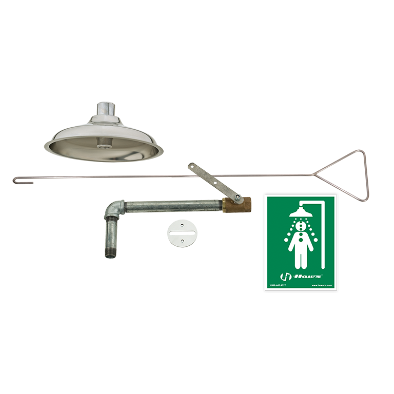 Haws 8169 AXION® MSR Emergency Flush to Ceiling Drench Shower with Pull Rod