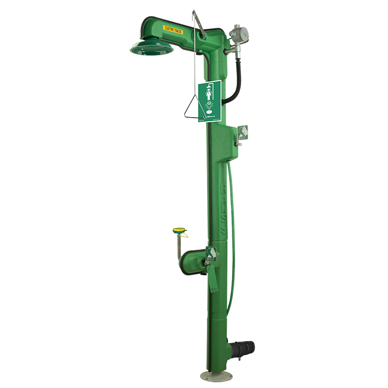 Haws 8317CTFP AXION® MSR Freeze Protected Combination Shower and Eye/Face Wash, 120 VAC Cable Heated, with Top or Bottom Supply