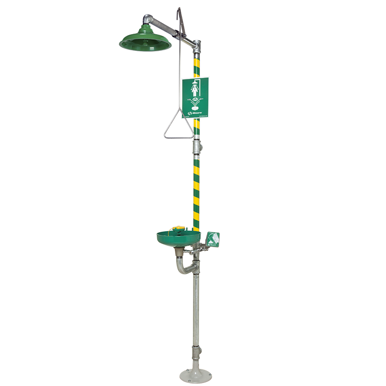 Haws 8320-8325 AXION® MSR Combination Shower and Eye/Face Wash and Showerhead, with Green ABS Receptor