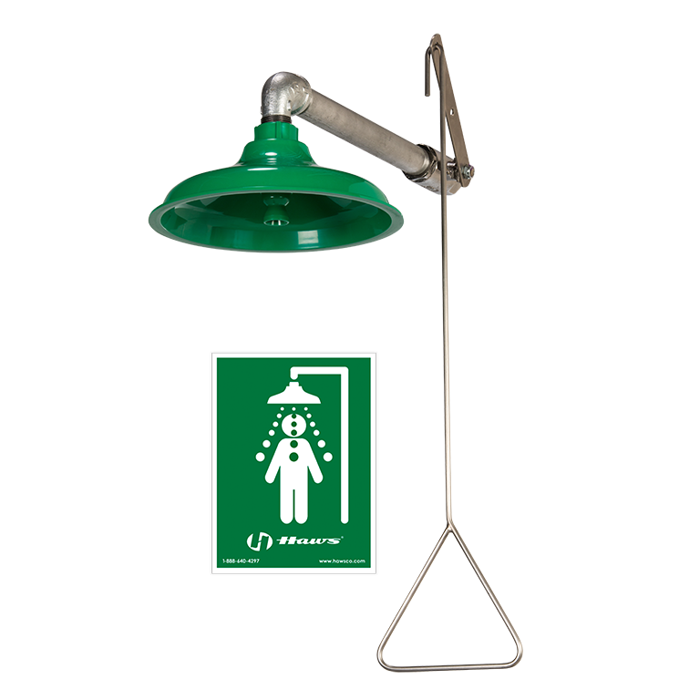 Haws 8122 AXION® MSR Emergency Drench Shower, Horizontal or Vertical Mount with Plastic Showerhead