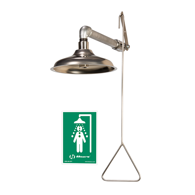 Haws 8123 AXION® MSR Emergency Drench Shower, Horizontal or Vertical Mount with Stainless Steel Showerhead