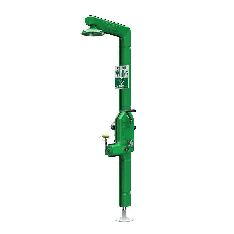 Haws 8315CTFP.220V AXION® MSR Freeze Protected Combination Shower and Eye/Face Wash, 220 VAC Cable Heated, with 3-way Valve Design