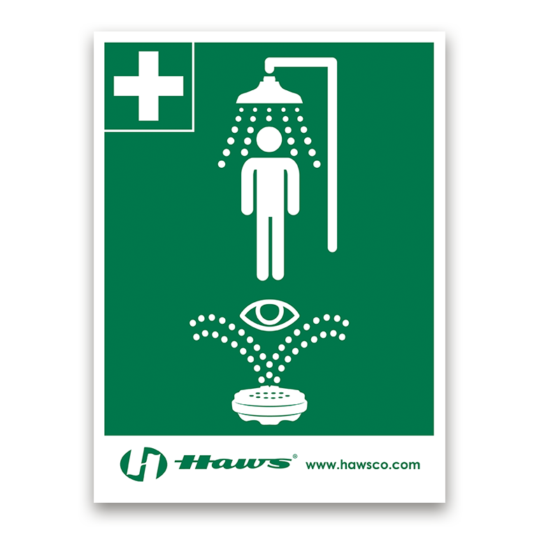 Haws SP178 Vertical Universal Combination Emergency Shower and Eyewash Sign