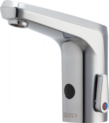 Chicago Faucets E80-A11A-46ABCPT E-Tronic Lavatory Sink Faucet with Touch Free Operation, AC Powered, Dual Supply, 0.5 GPM