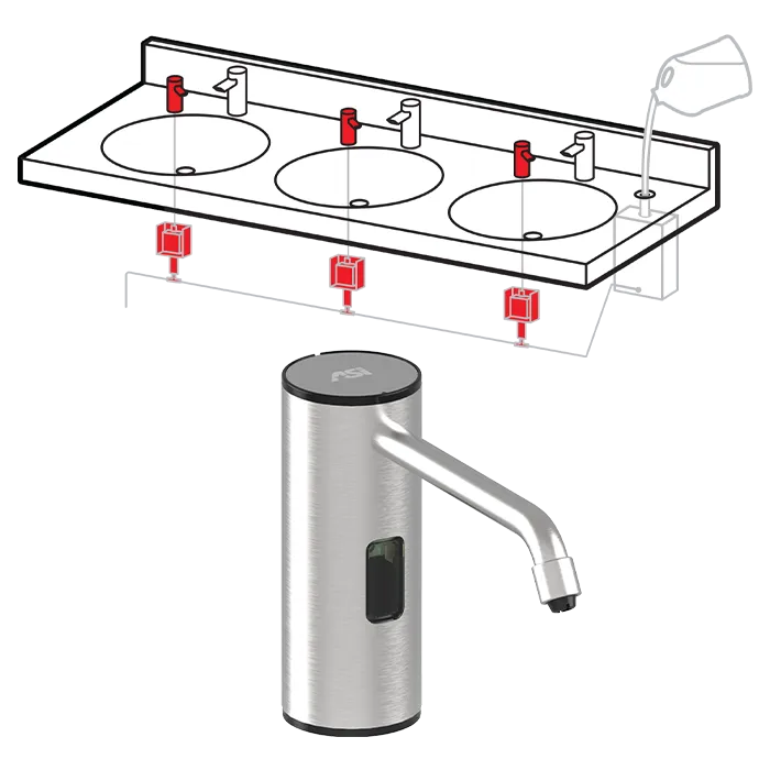 ASI 0389-1AC Top Fill, Multi-feed Foam Soap Dispenser, AC Power Operated, Polished Finish