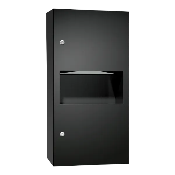 ASI 64623-9-41PC Simplicity Paper Towel Dispenser and Waste Receptacle, Surface Mounted, 2.2 gallon, Matte Black
