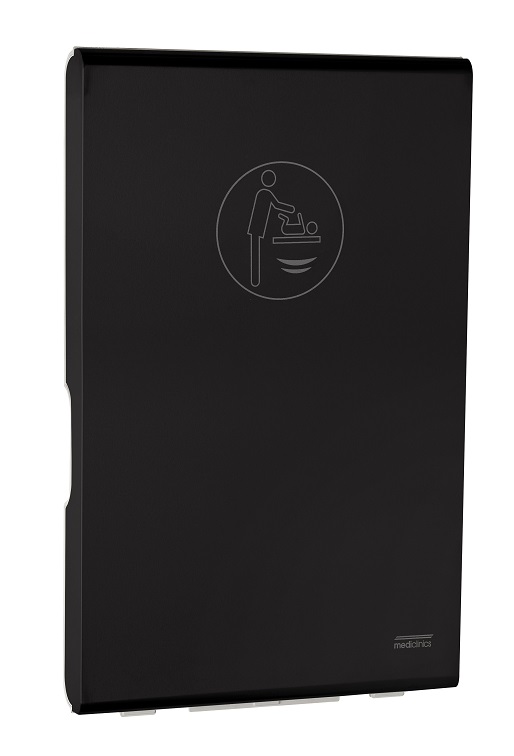 Saniflow CP0016VCSB-ASTM Vertical BabyMedi, Surface Mounted, Black Stainless Steel