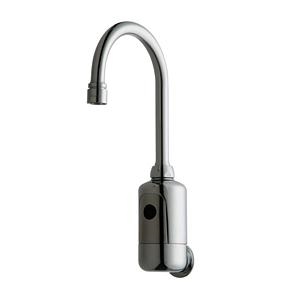 Chicago Faucets 116.114.AB.4T HyTronic Touch Free Programmable Gooseneck Faucet, Wall Mounted, Dual Supply, 0.35 GPM, Concealed Internal Temperature Control Mixer, AC Powered, Less Transformer