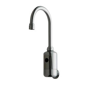 Chicago Faucets 116.204.AB.4T HyTronic Touch Free Programmable Gooseneck Faucet, Wall Mounted, Single Supply, 0.35 GPM, Battery Operated
