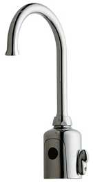 Chicago Faucets 116.429.AB.4T HyTronic Touch Free Programmable Gooseneck Faucet, Dual Supply, 1.5 GPM, User Adjustable Temperature Control Mixer, AC Powered, Less Transformer