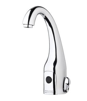 Chicago Faucets 116.777.AB.4T HyTronic Curve Touch Free Programmable Electronic Faucet, Dual Supply, 0.35 GPM, User Adjustable Temperature Control Mixer, AC Powered, Less Transformer