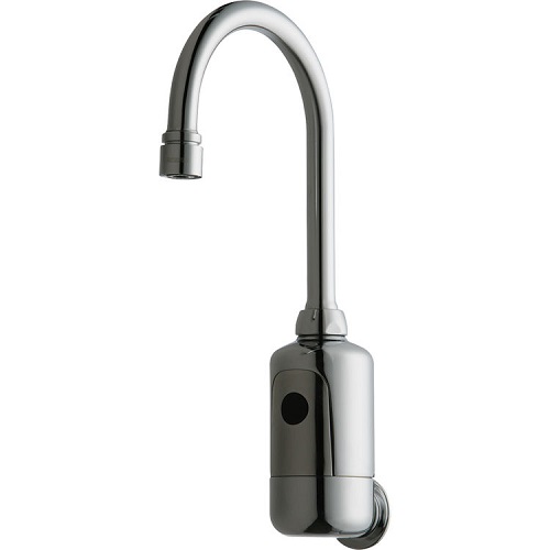 Chicago Faucets 116.647.AB.1T HyTronic Touch Free Programmable Gooseneck Electronic Faucet, Wall Mounted, Dual Supply, 0.5 GPM, Concealed Internal Temperature Control Mixer, Long Term Power System (LTPS), Battery Operated