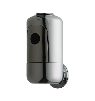 Chicago Faucets 116.655.AB.1T HyTronic Touch Free Programmable Electronic Faucet, Wall Mounted, Dual Supply, Concealed Internal Temperature Control Mixer, Long Term Power System (LTPS), Battery Operated, Less Spout