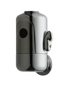Chicago Faucets 116.657.AB.1T HyTronic Touch Free Programmable Electronic Faucet, Wall Mounted, Dual Supply, User Adjustable Temperature Control Mixer, Long Term Power System (LTPS), Battery Operated, Less Spout