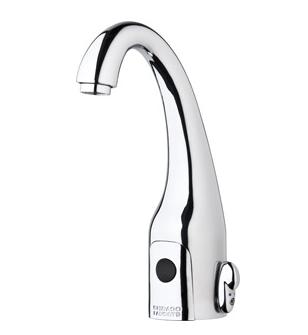 Chicago Faucets 116.669.AB.1T HyTronic Curve Touch Free Programmable Electronic Faucet, Dual Supply, 0.35 GPM, User Adjustable Temperature Control Mixer, Integrated Emergency Backup Power System (EBPS), AC Powered