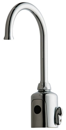 Chicago Faucets 116.684.AB.1T HyTronic Gooseneck Touch Free Programmable Electronic Faucet, Dual Supply, 1.5 GPM Flow Control, User Adjustable Temperature Control Mixer, Integrated Emergency Backup Power System (EBPS), AC Powered