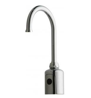 Chicago Faucets 116.729.AB.1T HyTronic Gooseneck Touch Free Programmable Electronic Faucet, Dual Supply, 2.5 GPM, Concealed Internal Temperature Control Mixer, Battery Operated