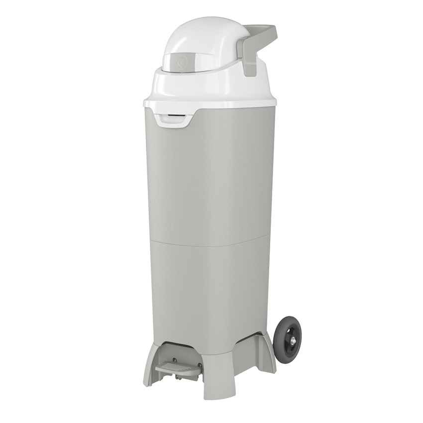 Foundations 9623057 Pro Hands Free Diaper Pail with Wheels, 37 inch, Gray