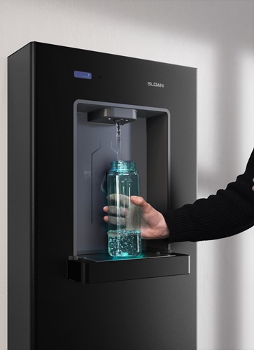 Sloan 33820025 DRS100-UNFIL-REF-BLK DropSpot On Wall Bottle Filler, Touch Free, Non-Filtered, Refrigerated, Black