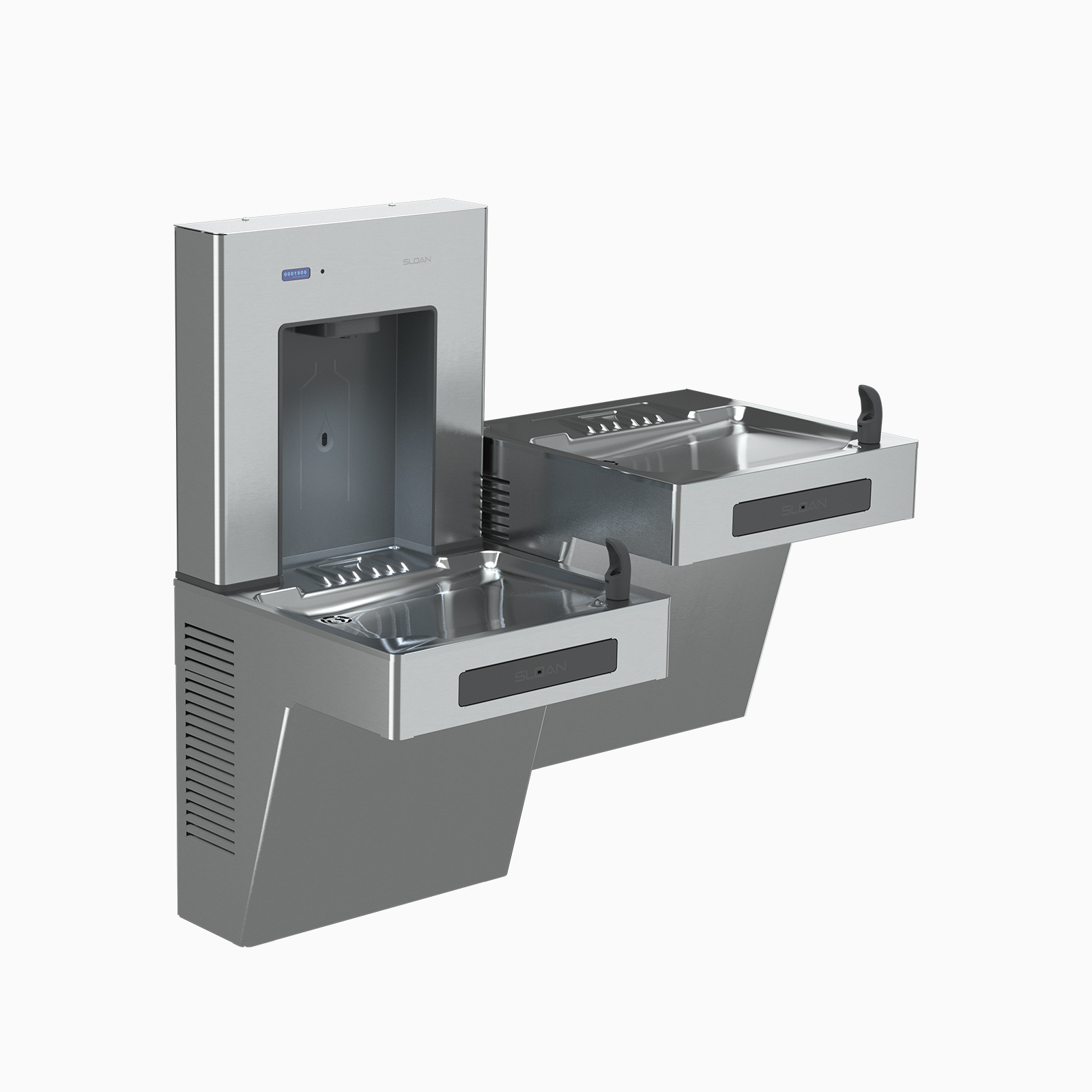 Sloan 33820006 DRS120-FIL-REF-SS DropSpot On Wall Bottle Filler with Bi-Level Water Cooler, Filtered, Refrigerated, Stainless Steel