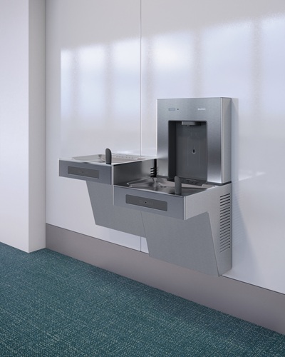 Sloan 33820006 DRS120-FIL-REF-SS DropSpot On Wall Bottle Filler with Bi-Level Water Cooler, Filtered, Refrigerated, Stainless Steel